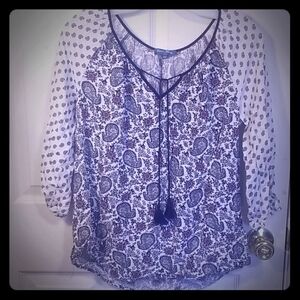 FLEUR BLEUE: SIZE M; BOHEMIAN TOP QUARTER SLEEVE